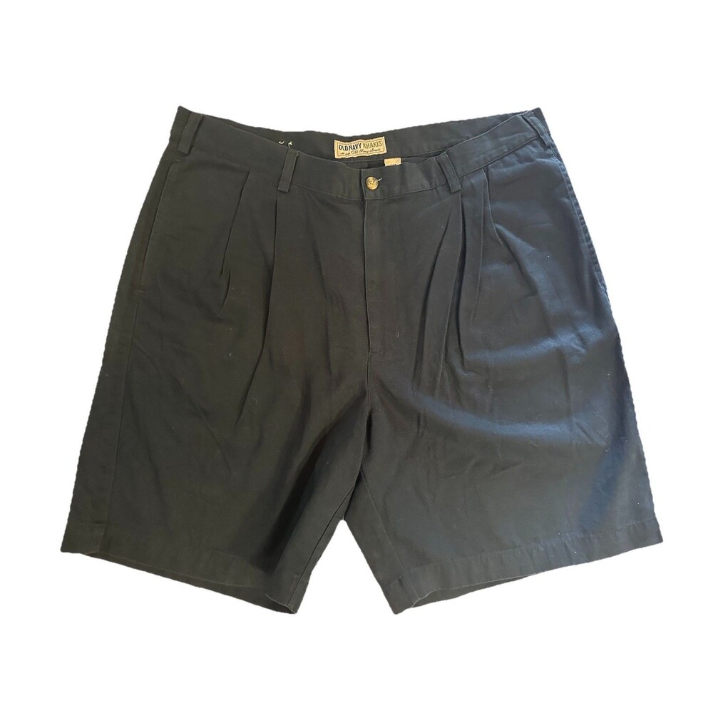 Old Navy Khakis Mens Pleated Shorts W38 Navy Blue 100% Cotton Classic Chino